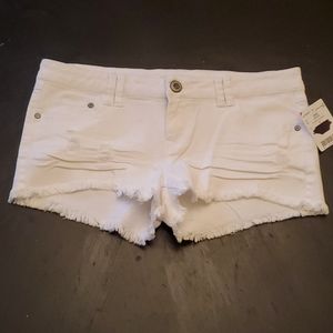 white distressed shorts